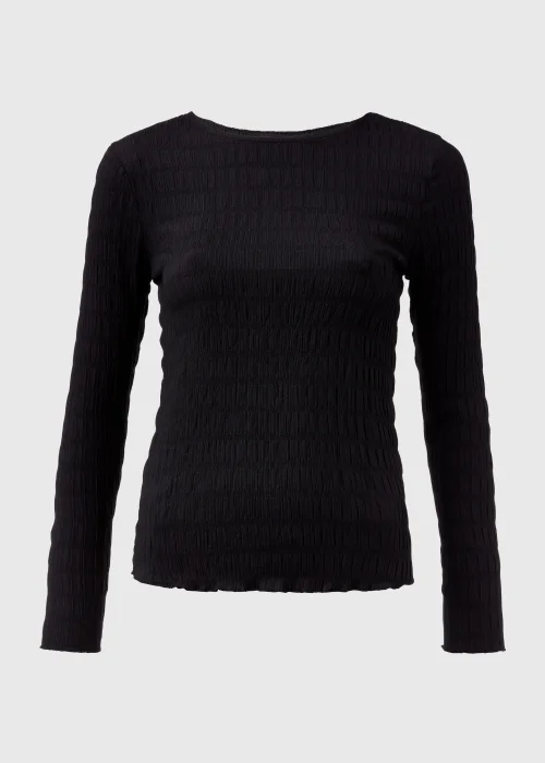 Black Textured Long Sleeve Top - Size 8 Image 5
