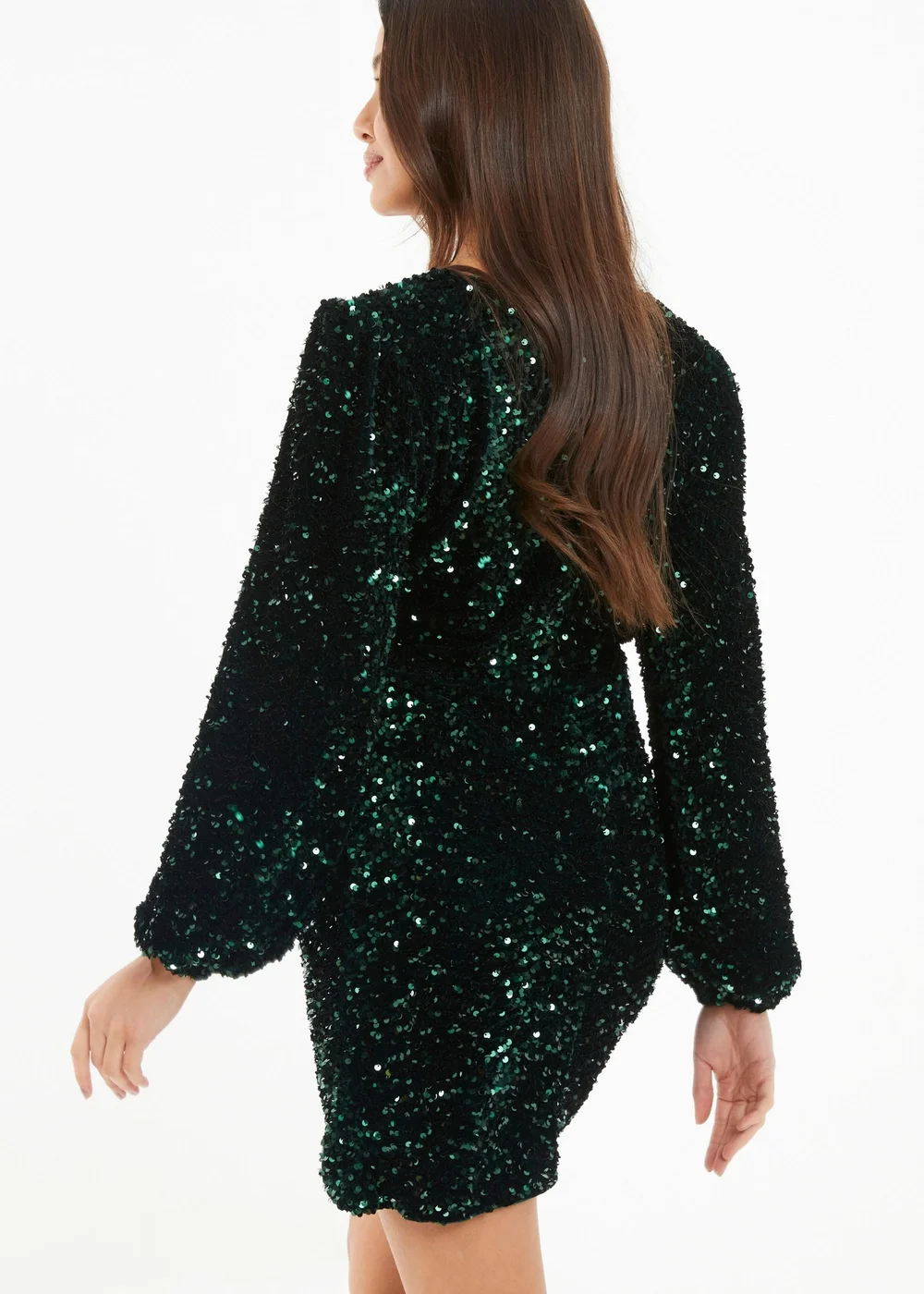 Quiz Green Sequin Long Sleeve Mini Dress - Size 16 | Matalan Quiz Green Sequin Long Sleeve Mini Dress - Size 16 | Matalan