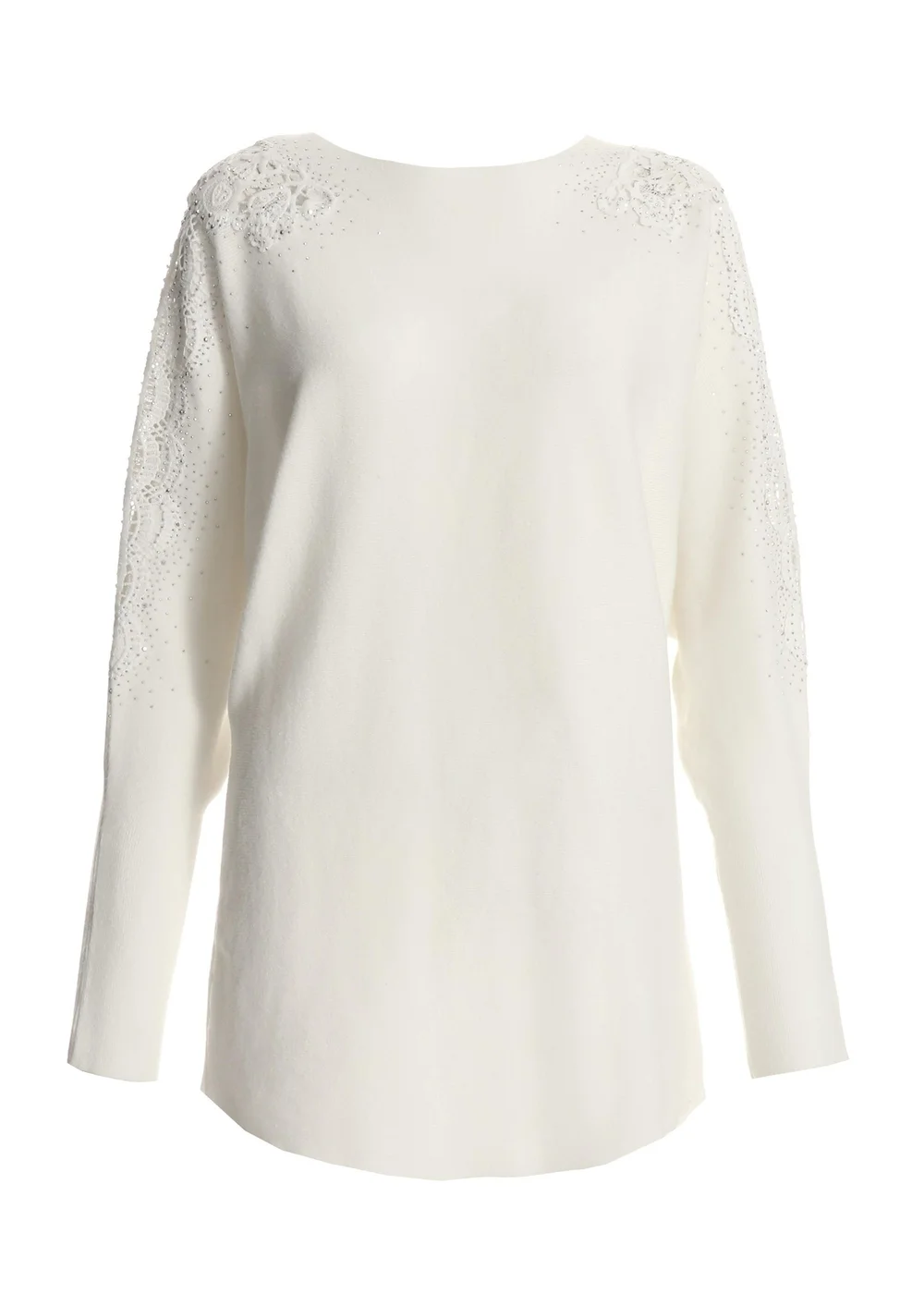 Quiz Cream Light Knit Embellished Jumper - S Image 4