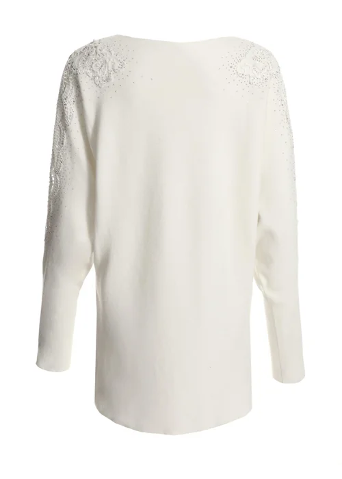 Quiz Cream Light Knit Embellished Jumper - S Image 5