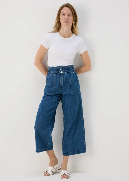 Dark Wash Wide Leg Crop Jeans - 8 Image 4
