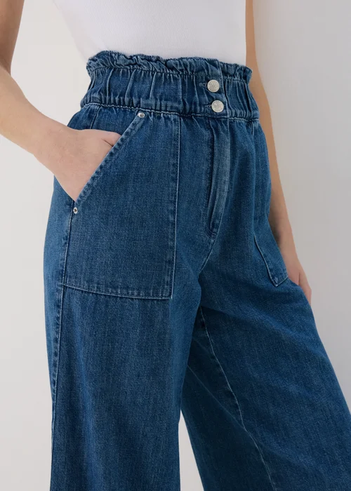Dark Wash Wide Leg Crop Jeans - 8 Image 3