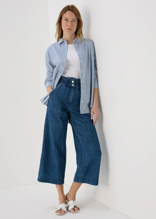 Dark Wash Wide Leg Crop Jeans - 8 Image 1