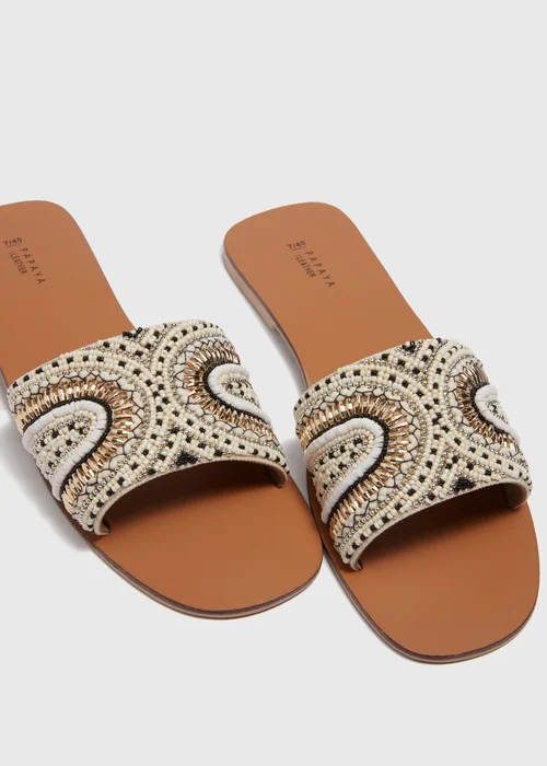 Cream Beaded Mule Sandals - Size 3 Image 2