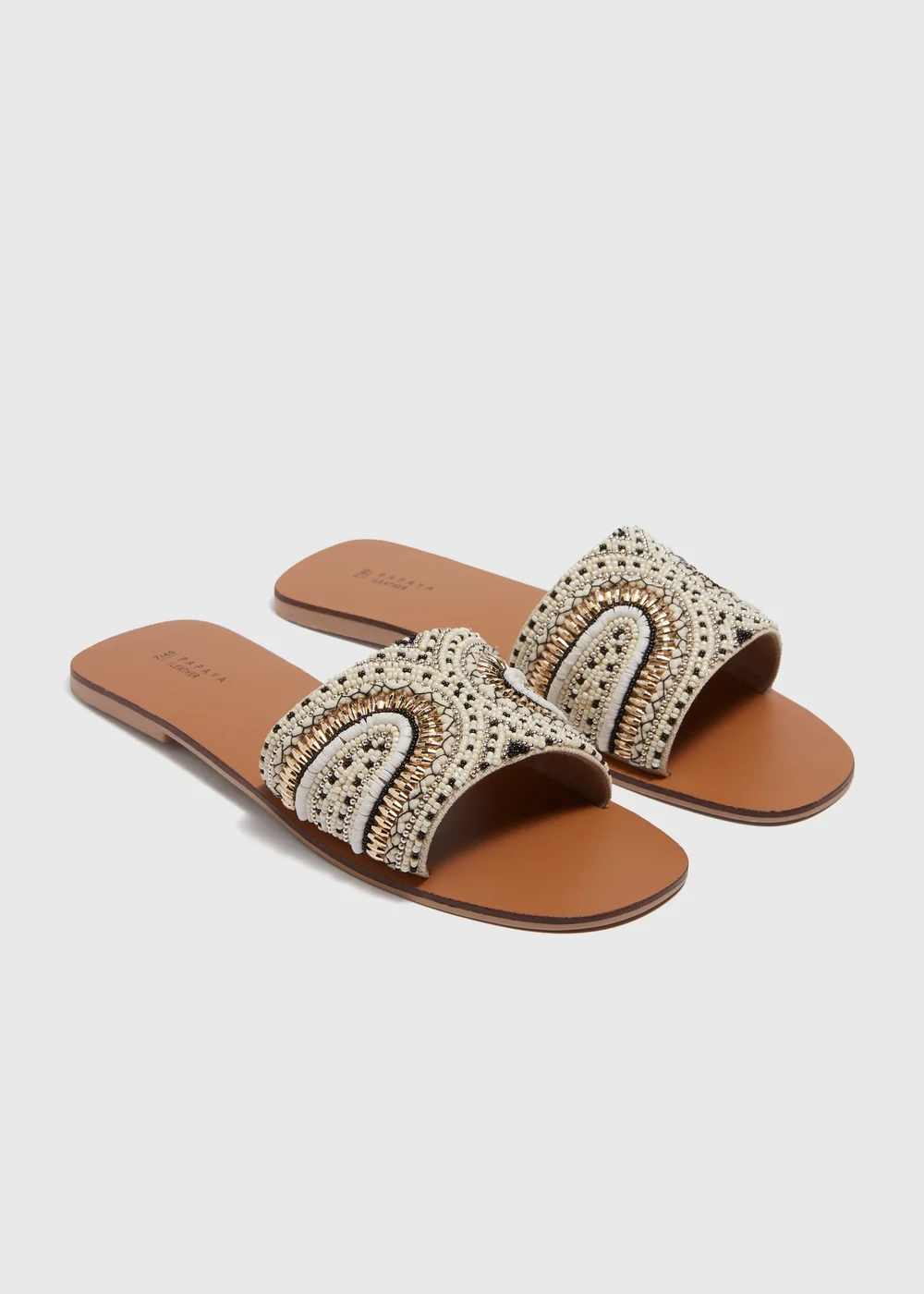 Cream Beaded Mule Sandals - Size 3 Image 1