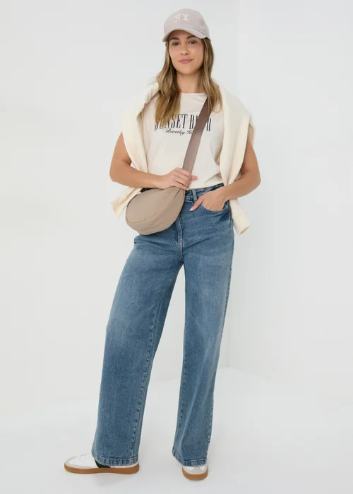 Mid Wash Wide Leg Jeans - 8/L29 Image 1