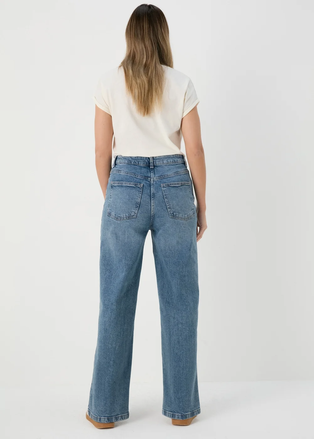 Mid Wash Wide Leg Jeans - 8/L29 Image 2