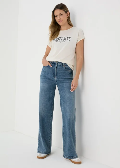 Mid Wash Wide Leg Jeans - 8/L29 Image 4