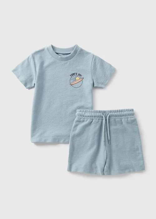 Boys Blue Towel T-Shirt & Shorts Set (1-7yrs) - 1-1.5 Yrs Image 1