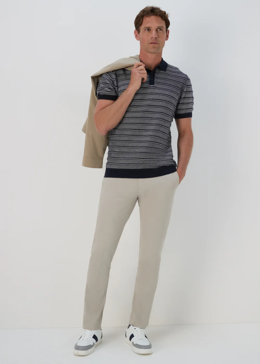 Ecru Textured Polo Shirt - S Image 4