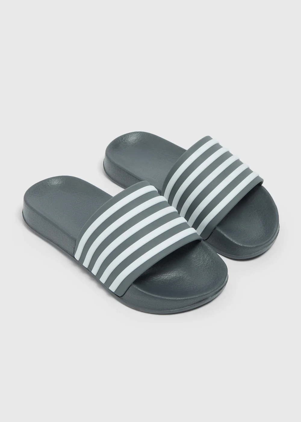 Boys Grey Stripe Sliders (Younger 10/11-5/6 Older) - Size 10 Infants Image 1