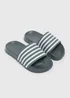 Boys Grey Stripe Sliders (Younger 10/11-5/6 Older) - Size 10 Infants Image 1