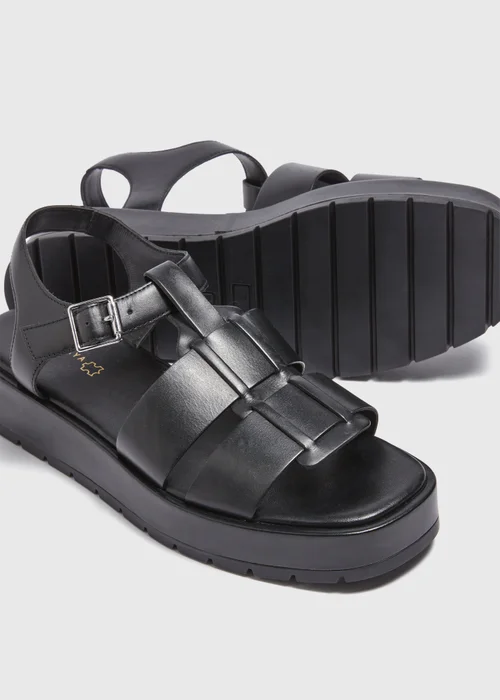 Black Chunky Gladiator Leather Sandals - Size 3 Image 2
