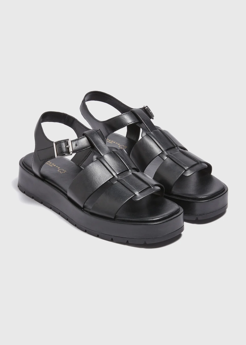 Black Chunky Gladiator Leather Sandals - Size 3 Image 1