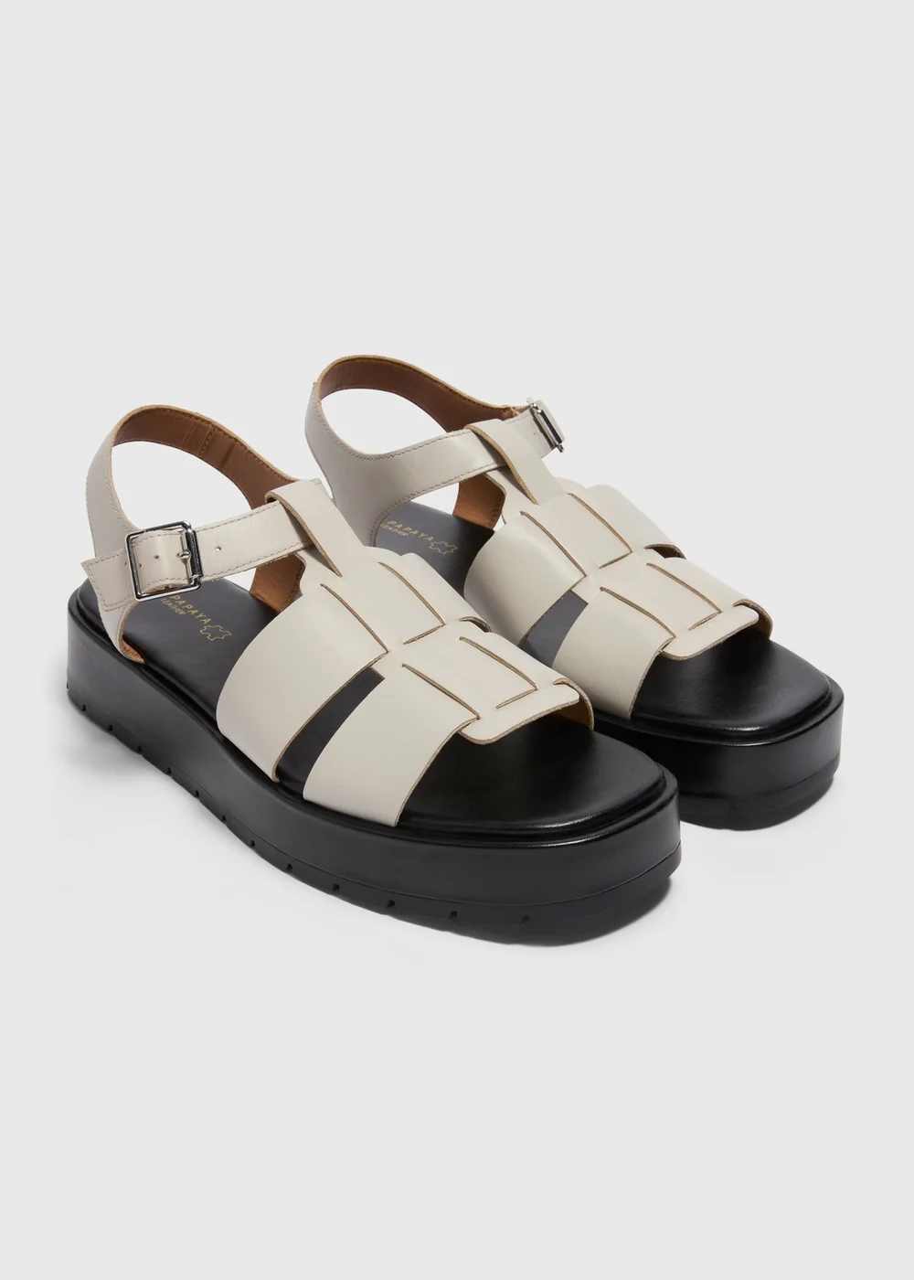 Stone Leather Chunky Gladiator Sandals - Size 3 Image 1