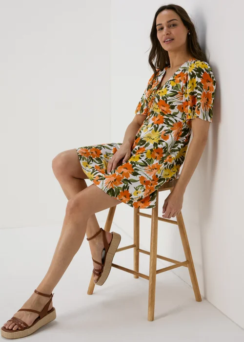 Multicoloured Ditsy Viscose Mini Tea Dress - 8 Image 4