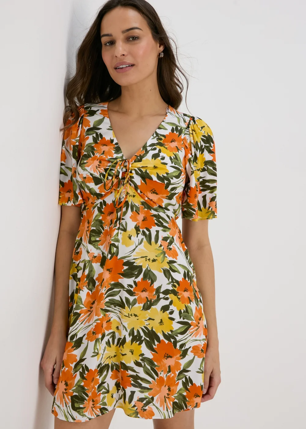 Multicoloured Ditsy Viscose Mini Tea Dress - 8 Image 1