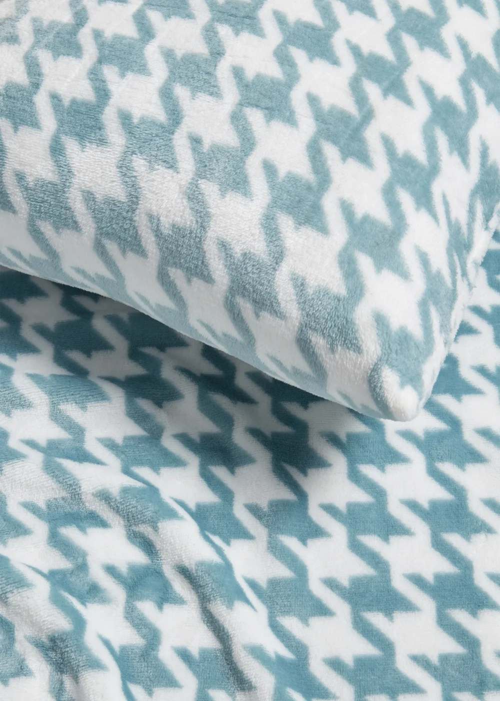 Blue & White Herringbone Cushion & Throw Set Image 2