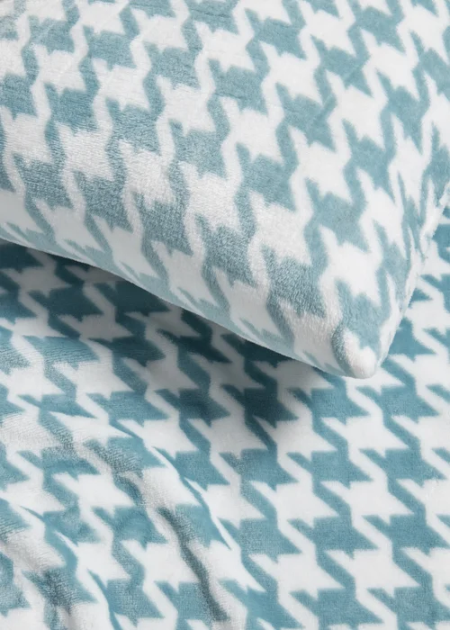 Blue & White Herringbone Cushion & Throw Set Image 2