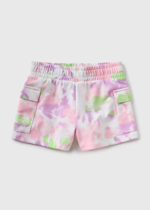 Girls Pink Tie Dye Loopback Cargo Shorts (7-15yrs) - Age 10 Years Image 1