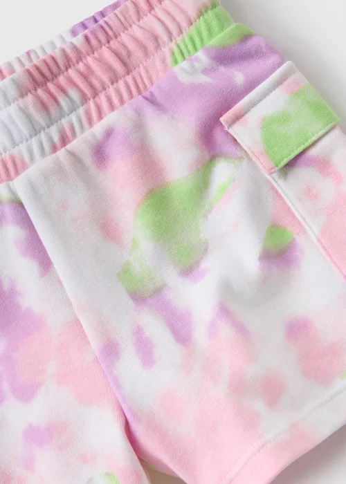 Girls Pink Tie Dye Loopback Cargo Shorts (7-15yrs) - Age 10 Years Image 2