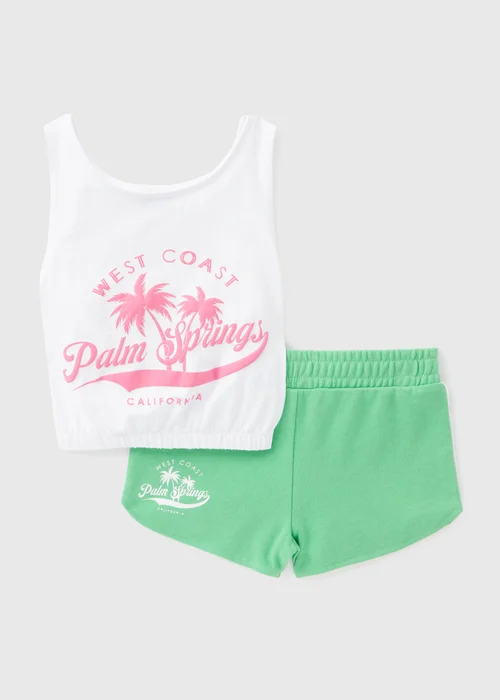 Girls Green Boxer Shorts & Top Set (7-15yrs) - Age 7 Years Image 1