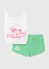 Girls Green Boxer Shorts & Top Set (7-15yrs) - Age 7 Years Image 1
