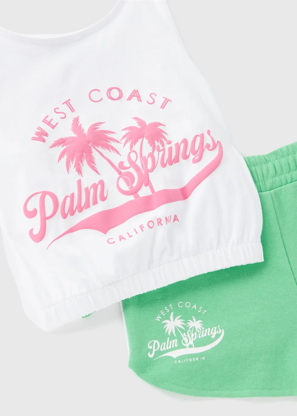 Girls Green Boxer Shorts & Top Set (7-15yrs) - Age 7 Years Image 2