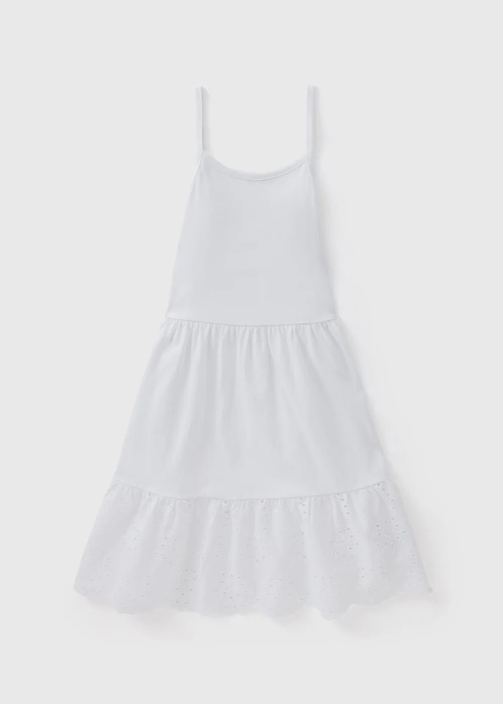 Girls White Strappy Jersey Dress (7-13yrs) - 10 Yrs Image 1