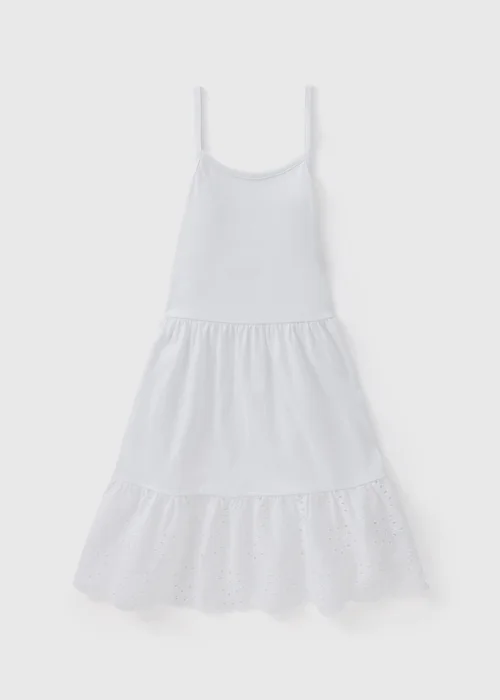 Girls White Strappy Jersey Dress (7-13yrs) - 10 Yrs Image 1