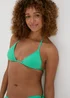 Green Ribbed Triangle Bikini Top - Size 6 Image 1