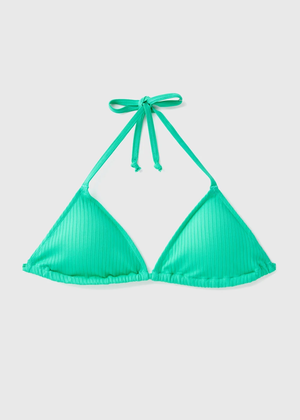 Green Ribbed Triangle Bikini Top - Size 6 Image 4