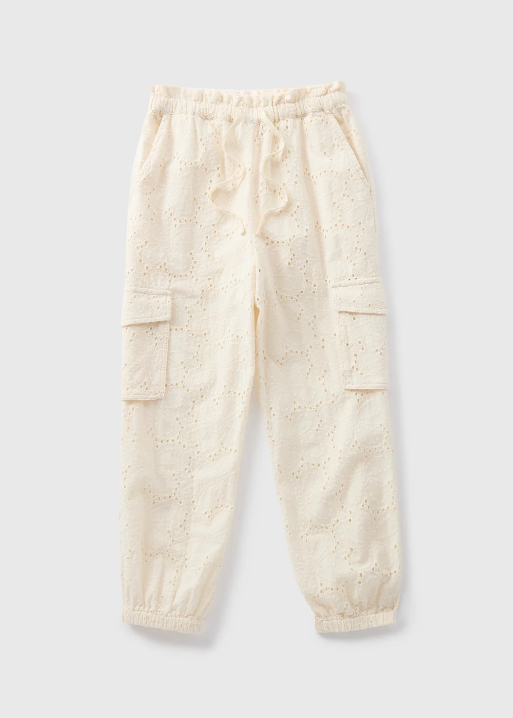 Girls Cream Co Ord Parachute Pants (7-13yrs) - 8 Yrs Image 1