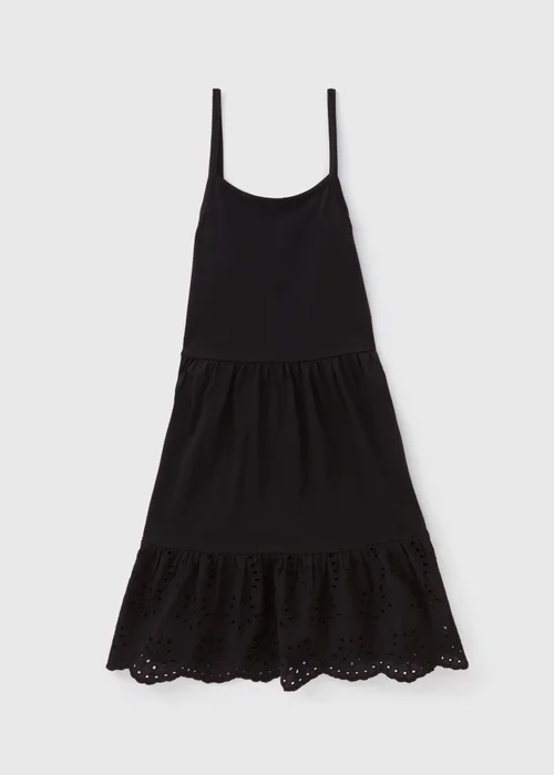 Girls Black Strappy Jersey Dress (7-13yrs) - 10 Yrs Image 1