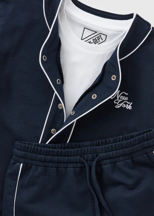 Boys Navy Baseball 3 Piece Shirt & Shorts Set (7-12yrs) - 7 Yrs Image 2