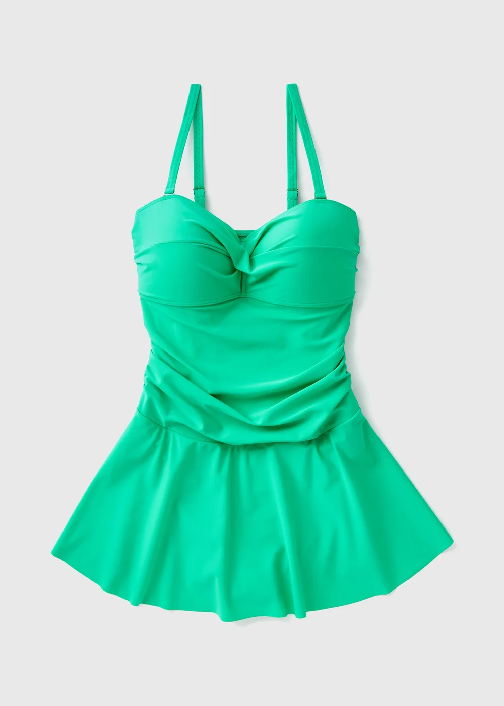 Turquoise Skirted Cup Solid Swim Dress - 10 Image 3