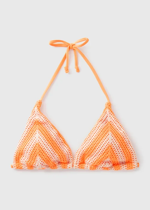 Orange Crochet Triangle Bikini Top - Size 6 Image 4