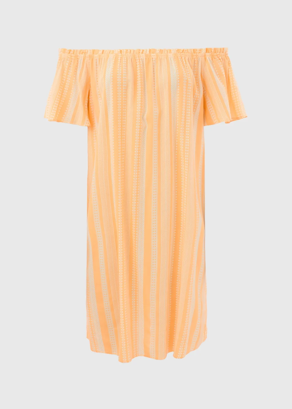 Orange Aztec Viscose Bardot Dress - 8 Image 5
