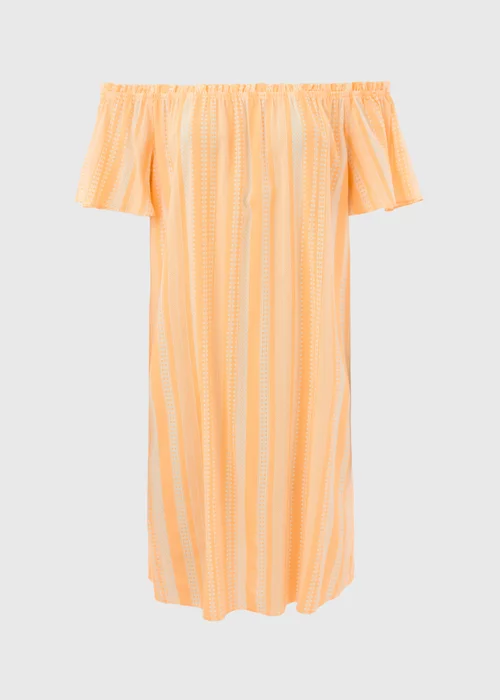Orange Aztec Viscose Bardot Dress - 8 Image 5