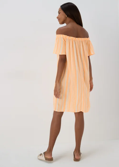 Orange Aztec Viscose Bardot Dress - 8 Image 2
