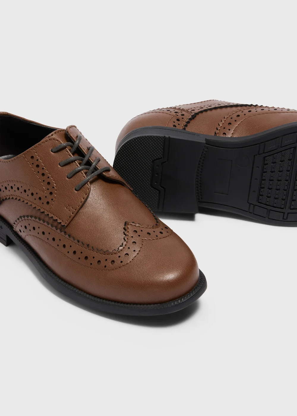 Boys Tan Brogue PU Formal Shoes (Younger 8-Older 2) - Size 1 Image 2