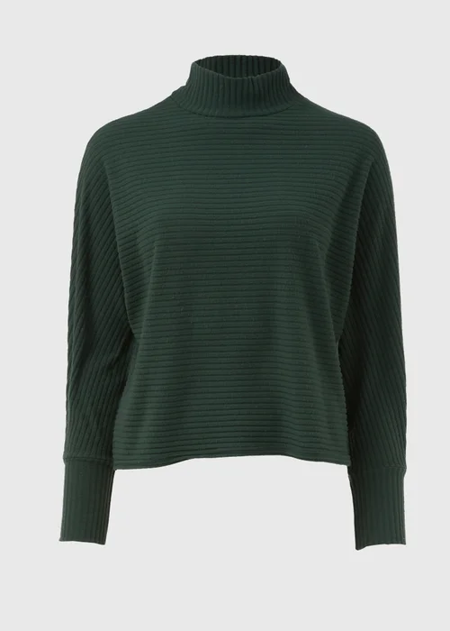 Green High Neck Rib Top - Small Image 4