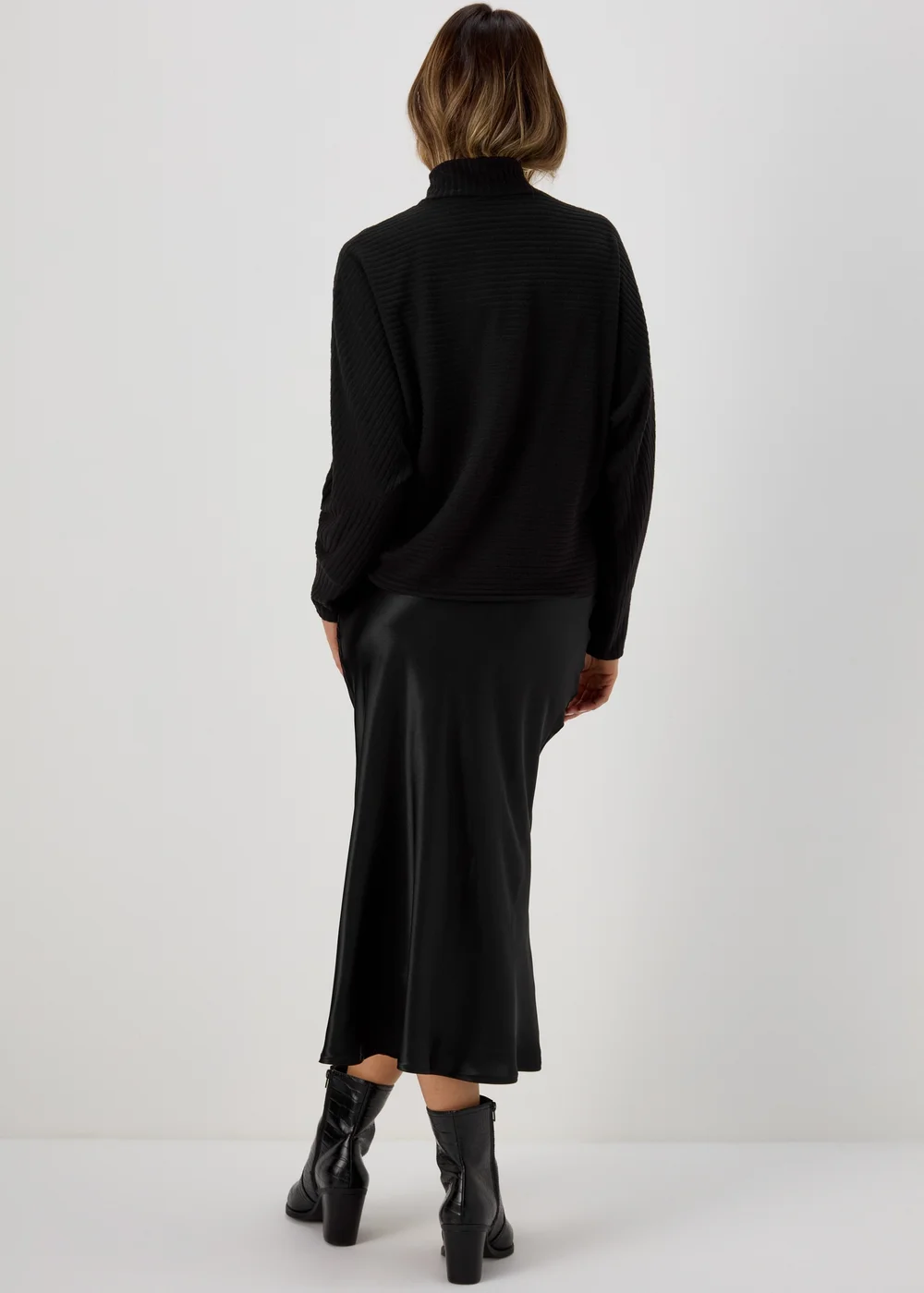 Black High Neck Rib Top - Small Image 2