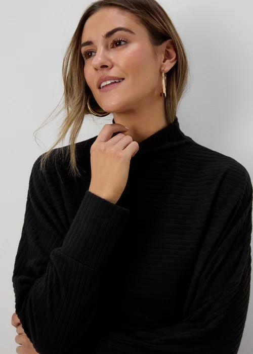 Black High Neck Rib Top - Small Image 3