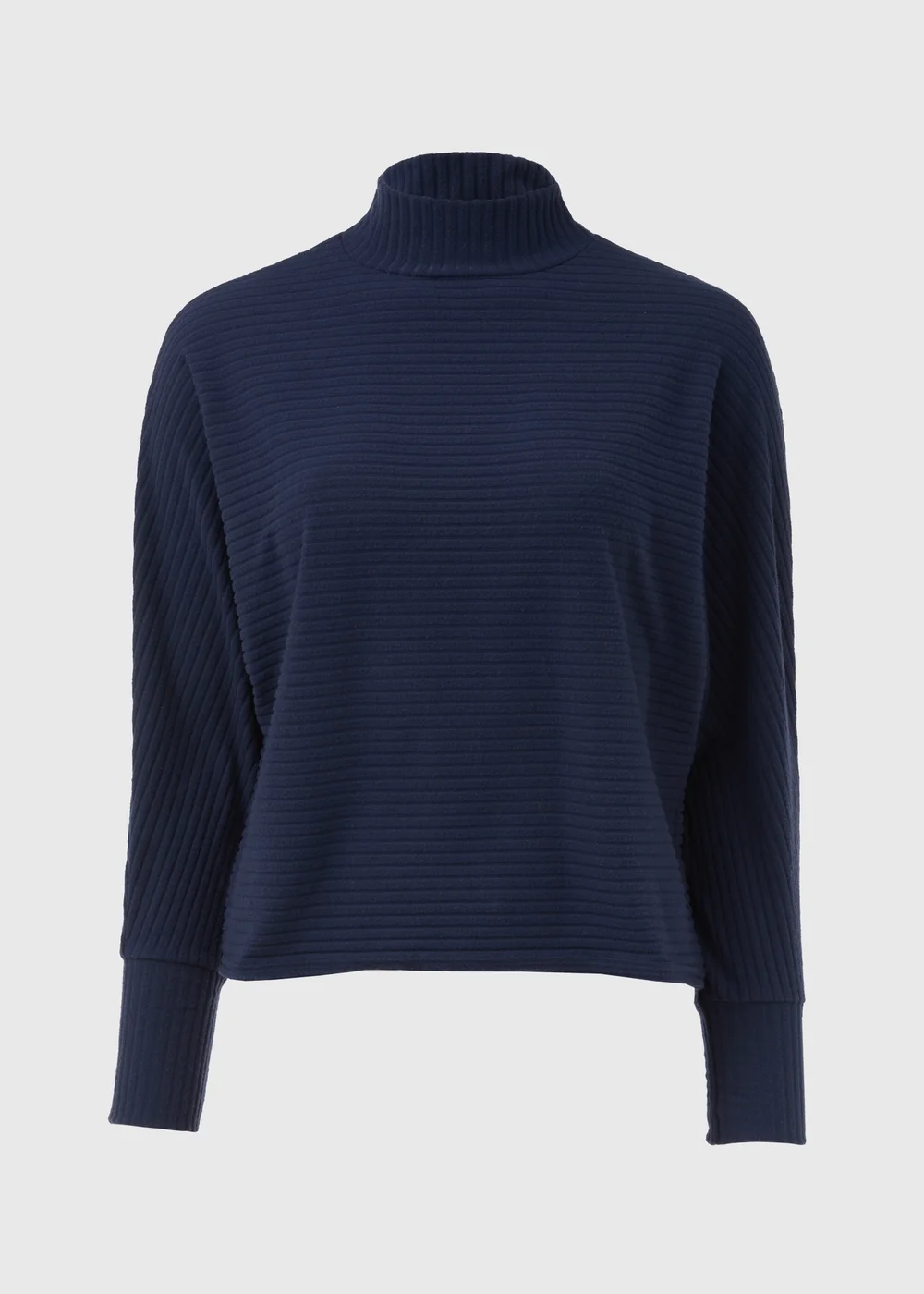 Navy High Neck Rib Top - Small Image 5