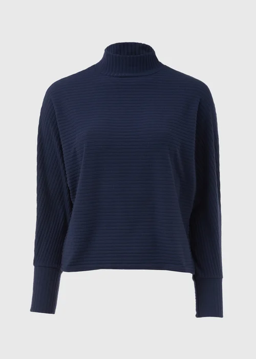 Navy High Neck Rib Top - Small Image 5