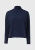 Navy High Neck Rib Top - Small Image 5
