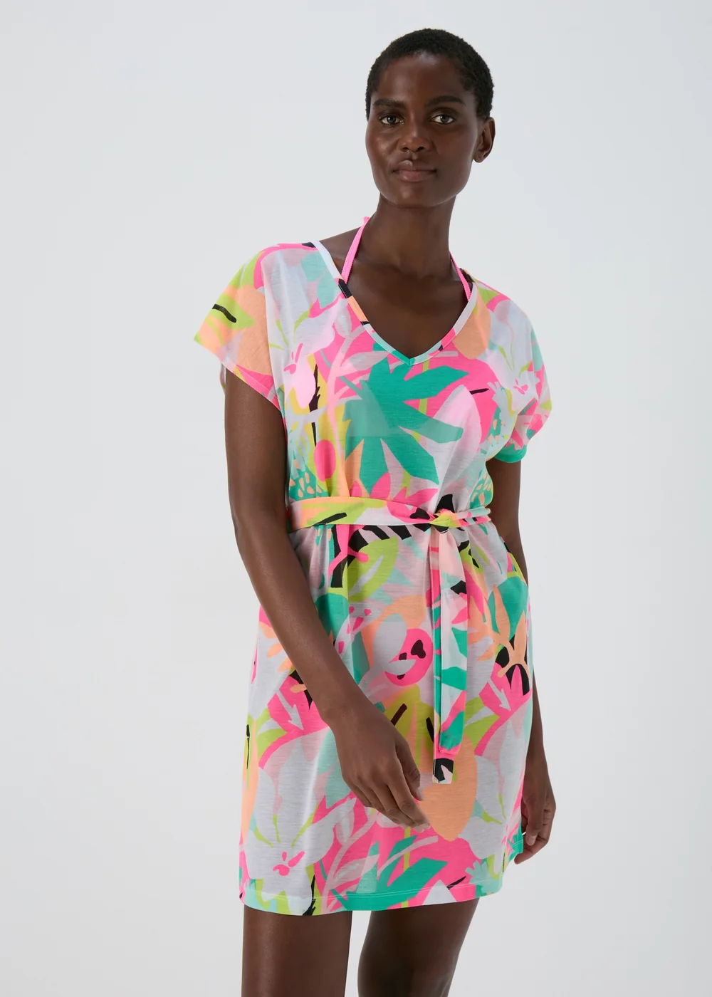Multicolour Abstract Print Jersey Kaftan - XS Image 3