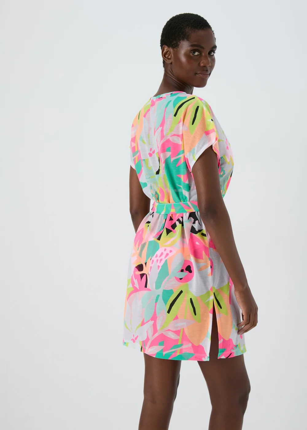 Multicolour Abstract Print Jersey Kaftan - XS Image 2