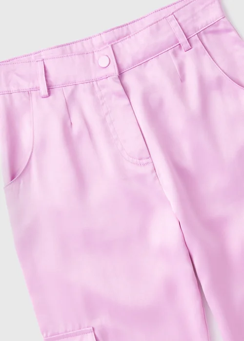 Girls Lilac Satin Cargo Trousers (7-15yrs) - 8 Yrs Image 2